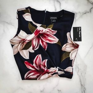 Enfocus Studio Sleeveless Navy Floral Dress